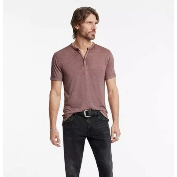John Varvatos Other - John Varvatos Star U.S.A 3 Button Short Sleeve Slub Cotton Nantucket Red Henley